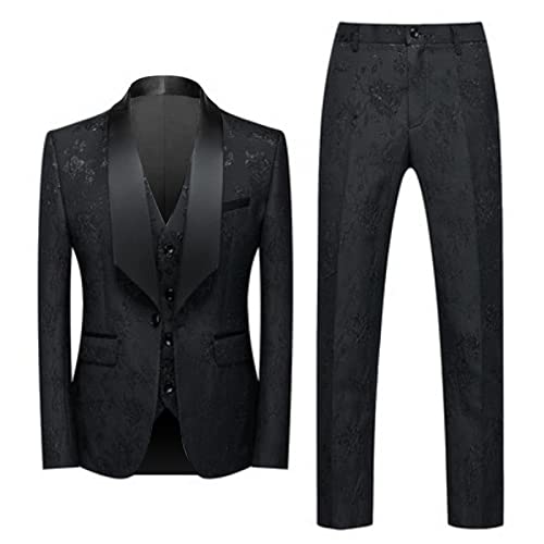 Herren Anzug 3-teilig Slim Fit Einreihig EIN Knöpfe Hochzeit Weihnachten Karneval Abschlussball Kostüm Smoking Anzug Blazer Weste Hosen von Generic