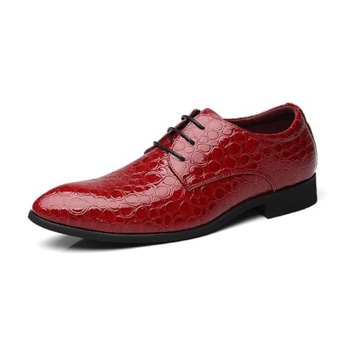 Herren Anzug Schuhe Formal Business Klassisch Lace Up Lässig Oxford Modern Derby Schuhe,Burgundy,42 EU von Generic