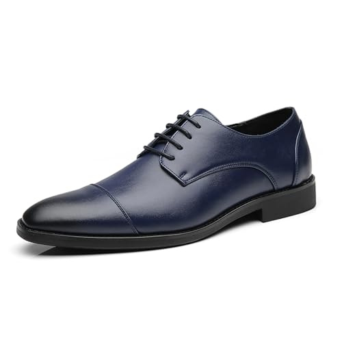 Herren Anzug Schuhe Oxford Leder Stilvolle Schnürung Wingtip Brogues Business Casual Formal Derby Schuhe,Blau,45.5 EU von Generic