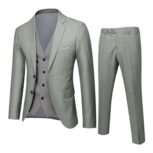Herren Anzug Set Slim Fit 3 Teilig Anzüge für Hochzeit Business Herrenanzug Sakko Anzughose Weste von Generic