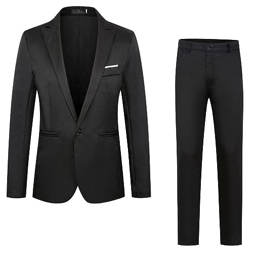 Herren Anzug Slim Fit 2 Teilig Anzug Herren Anzughose Business Suits Formal Festliche Hochzeit Herrenanzug Herren Hose Set Sakko Blau Modern Büro Revers Hochzeitsanzug Klassischer Smoking von Generic