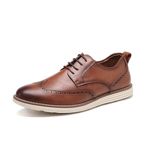 Herren Anzugschuhe PU Leder Wingtip Formelle Business Oxford Schuhe Brogue Retro Derby Anzugschuhe Für Herren,Braun,40 EU von Generic