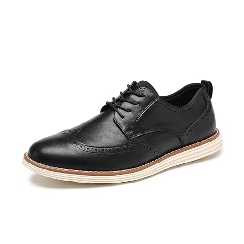 Herren Anzugschuhe PU Leder Wingtip Formelle Business Oxford Schuhe Brogue Retro Derby Anzugschuhe Für Herren,Schwarz,44.5 EU von Generic