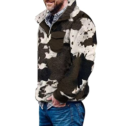 Herren Aztec Fleece Pullover Fuzzy Sherpa Fleecejacke Button down Sweatshirt Warm Vintage Sweatpullover mit Tasche für Männer AG XXL Herren Aztec Fleece Pullover Fuzzy Sherpa Fleecejacke Button down Sweatshirt Warm Vintage Sweatpullover mit Tasche für Männer AG XXL von Generic