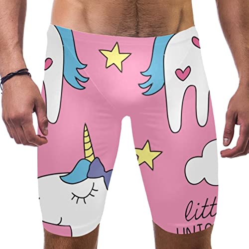 Herren-Badehose, Badehose für Herren, Herren-Badeanzug,Einhorn Karikatur Rosa Wolken Sterne von Generic