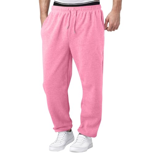 Herren Baggy Freizeithosen Casual Einfarbig Jogginghose Sporthose Elastische Taille mit Kordelzug Fleece Joggers Hosen Männer Lockere Outdoorhose Bequem Arbeitskleidung mit Taschen von Generic