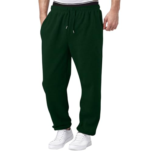 Herren Baggy Freizeithosen Casual Einfarbig Jogginghose Sporthose Elastische Taille mit Kordelzug Fleece Joggers Hosen Männer Lockere Outdoorhose Bequem Arbeitskleidung mit Taschen von Generic