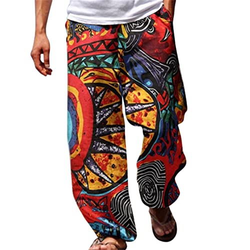 Herren Baggy Hose Stretch Lang Lässig Sporthose Hipop Look Punk Stil Jogginghose - Atmungsaktiv Leicht Komfortablem Alltagskleidung Hawaii Stil Strandhose Hochelastisch Trainingshose L-4XL von Generic