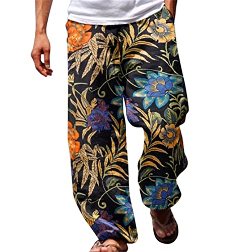 Herren Baggy Hose Stretch Lang Lässig Sporthose Hipop Look Punk Stil Jogginghose - Atmungsaktiv Leicht Komfortablem Alltagskleidung Hawaii Stil Strandhose Hochelastisch Trainingshose L-4XL von Generic