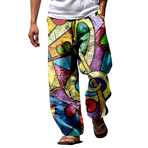 Herren Baggy Hose Stretch Lang Lässig Sporthose Hipop Look Punk Stil Jogginghose - Atmungsaktiv Leicht Komfortablem Alltagskleidung Hawaii Stil Strandhose Hochelastisch Trainingshose L-4XL von Generic