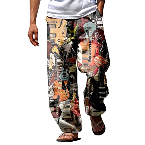 Herren Baggy Hose Stretch Lang Lässig Sporthose Hipop Look Punk Stil Jogginghose - Atmungsaktiv Leicht Komfortablem Alltagskleidung Hawaii Stil Strandhose Hochelastisch Trainingshose L-4XL von Generic