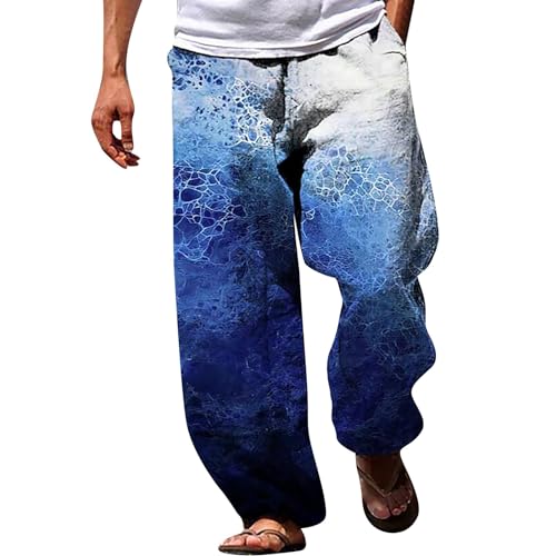 Herren Baggy Hose Stretch Lang Lässig Sporthose Hipop Look Punk Stil Jogginghose - Atmungsaktiv Leicht Komfortablem Alltagskleidung Hawaii Stil Strandhose Hochelastisch Trainingshose L-4XL von Generic