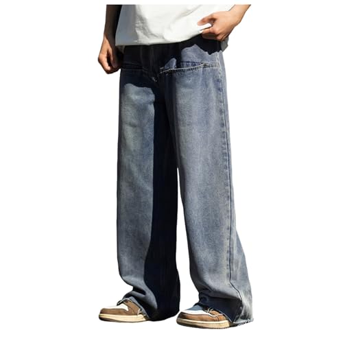 Herren Baggy Jeans Vintage Straight Leg Denim Hosen Teenager Jungen Streetwear Hip Hop Jeans Y2k Jeanshose von Generic