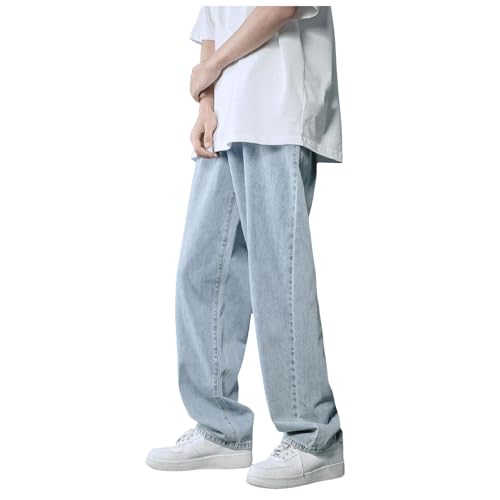 Herren Baggy Jeans Y2k Hip Hop Jeans Vintage Pants Straight Leg Hosen Teenager Jungs Streetwear Jeanshose (03-Blue, XXXL) von Generic