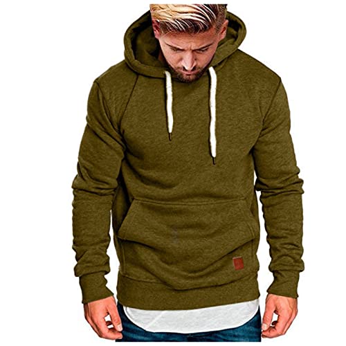 Herren Basic Kapuzenpullover Sweatjacke Pullover Hoodie Sweatshirt (5XL, Grün) von Generic