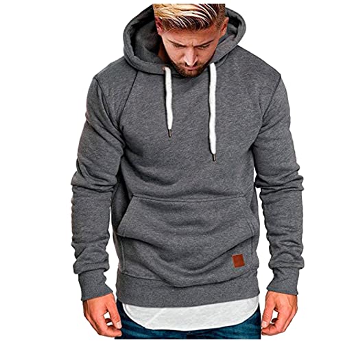 Herren Basic Kapuzenpullover Sweatjacke Pullover Hoodie Sweatshirt (XXL, Dunkelgrau) von Generic