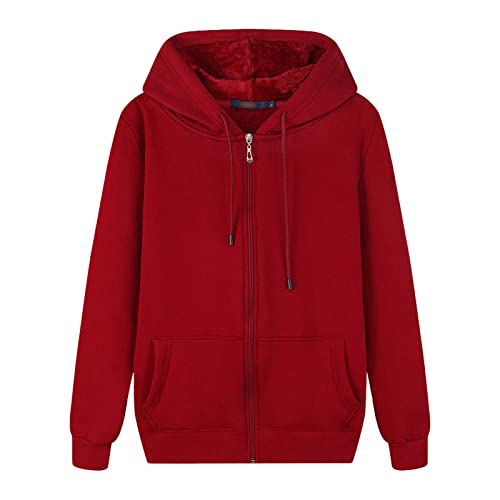 Herren Basic Offene Front Kordelzug Känguru Tasche Pullover Dicke Fleece Reißverschluss Cardigan Kapuze Sport Loose Outwear (Rot 2,4XL) von Generic