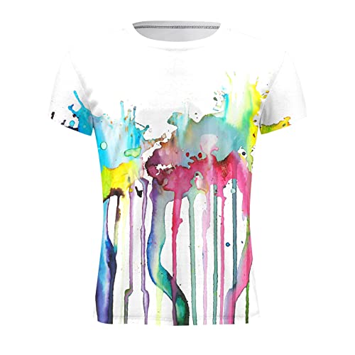 Herren Basic Rundhalsausschnitt Kurzarm T-Shirts Bunt Handabdruck Sommer Bluse Männer 3D Drucken Lustig Shirts Party Tops von Generic