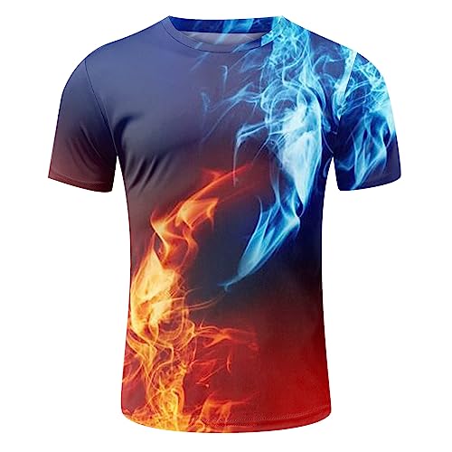 Herren Basic Rundhalsausschnitt Kurzarm T-Shirts Bunt Handabdruck Sommer Bluse Männer 3D Drucken Lustig Shirts Alltag Party Tops von Generic