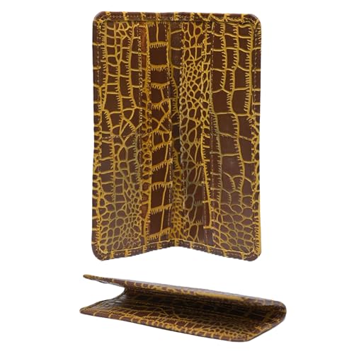 Herren Bifold Leather Wallet - RFID Blocking Full Grain Leather Wallet with Premium Crocodile Texture - Slim Design with Multiple Card Slots & Cash Compartment - Handmade Cowhide Wallet von Generic