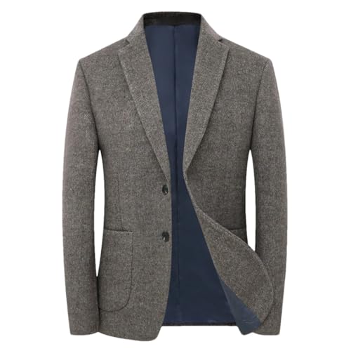 Herren-Blazer, Jacke, Mantel, Herbst, Winter, einfarbig, Wolle, zweireihig, Anzüge, coffee, S von Generic