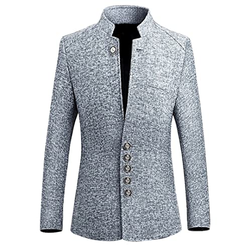 Herren-Blazer Jacke Chinesischer Stil Business-Kleid Blazer Stehkragen Jacken Mäntel Slim-Fit-Anzugjacke C1 XXL von Generic