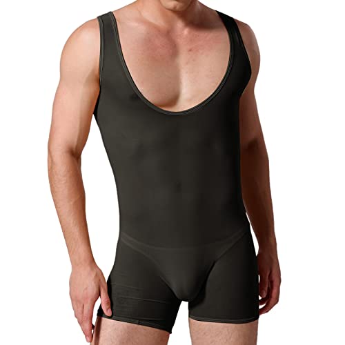 Herren Body Bodysuit Unterwäsche Stringbody Unterhemd Body Spitze Männer Reizwäsche Durchsichtige Unterhosen Sexy Transparente Reizunterwäsche Sportunterwäsche Party Clubwear Schwarz L von Generic