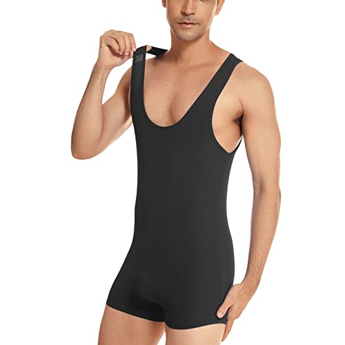 Herren Body Einteiler Stringbody Unterhemd Trikot Bodysuit Einteilige Unterwäsche Stringbody Unterhemd Body Kompression Singlet Overall Jumpsuit Slim Fit Unterwäsche Tank Top Sportwear von Generic