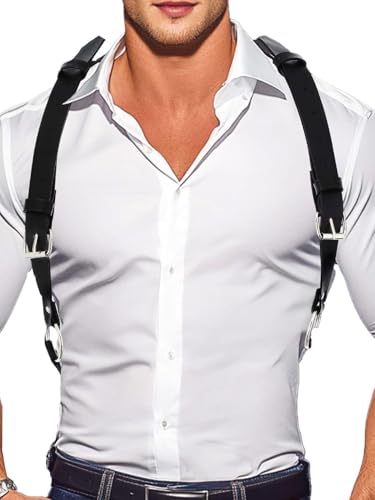 Maeaccx Schwarz Leder Body Harness Strapse Gürtel Punk Schnallen Riemen für Herren, Schwarz, Standard von Generic