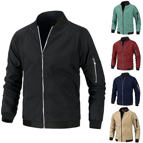 Herren Bomberjacke Leichte Dünne Übergangsjacke Casual Freizeit Jacke US Militär Fliegerjacke mit Stehkragen Herbst Frühling Blouson von Generic