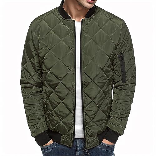 Herren Bomberjacken Diamant gesteppt Autumn Winter Rib Varsity Leichter Mantel Warm Wintermantel Daunenjacke von Generic