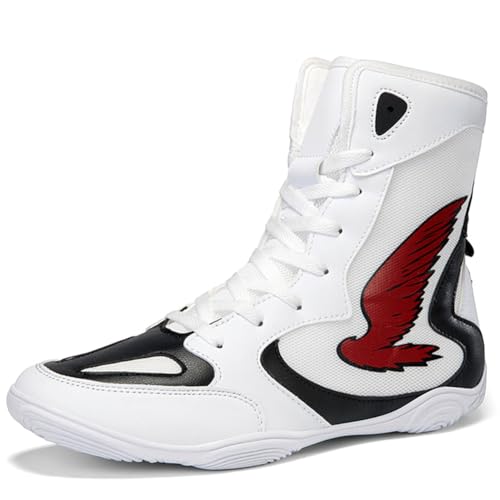 Herren Boxen Fitness Schuhe Leichte Wrestling Kampfschuhe Atmungsaktive Mode Powerlifting Sporttrainer,Weiß,43 EU von Generic