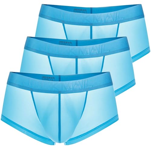 Herren Boxershorts Atmungsaktiv Boxers Clubwear Eisseiden Boxer Briefs Boxershorts Sexy Unterwäsche Für Mann Erotisch Sexy Boxershorts Für Männer Unterwäsche 3 Per Pack - Blue, L von Generic