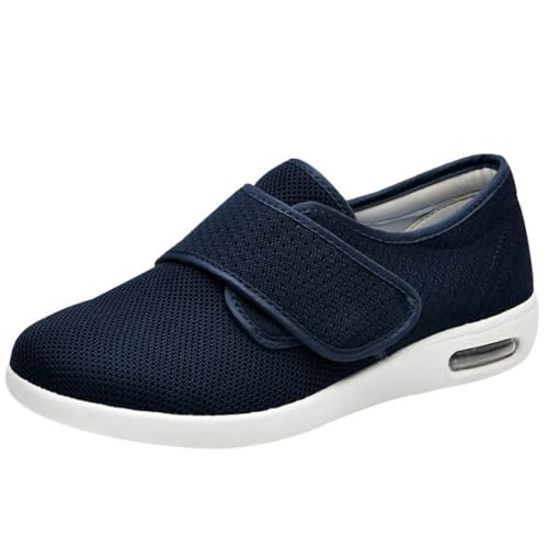 Herren Breite Zehe Barfuß Diabetiker Schuhe Ältere Verstellbare Mesh Walking Turnschuhe Atmungsaktiv Casual,Blau,38 EU von Generic