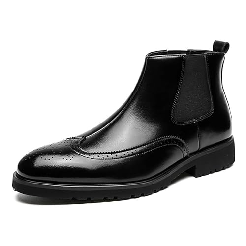 Herren Brogue Chelsea Boots - Leder-Ankle Boots Mit Elastischen Einsätzen, rutschfeste Sohle Für Smarte Legere Formelle Kleidung,Schwarz,44 EU Herren Brogue Chelsea Boots - Leder-Ankle Boots Mit Elastischen Einsätzen, rutschfeste Sohle Für Smarte Legere Formelle Kleidung,Schwarz,44 EU von Generic