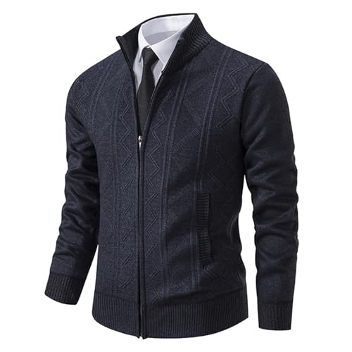 Herren Cardian Pullover Front Reißverschluss Solid Farbpullover Elastischer Bundesständer Kragen von Generic