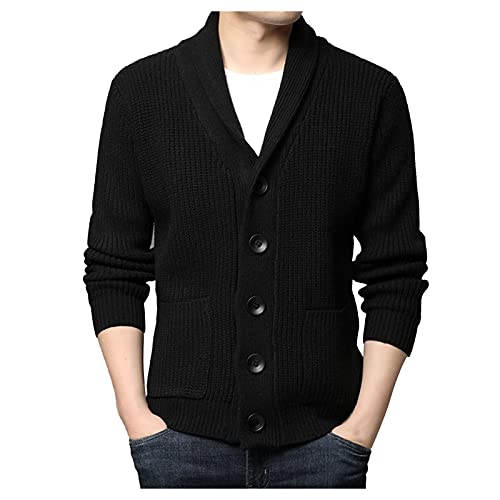 Herren Cardigan mit Knöpfe, Strickjacke Herren Langarm Winterjacke Slim Fit Pulli Stehkragen Strickpullover Strickjacken Freizeit Klassisch für Übergangszonen von Generic