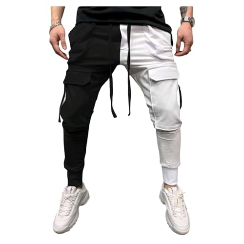 Herren Cargo Hosen Ausgestattet Farbblock Multipockets Jogginghosen Weich Atmungsable Stilvolle von Generic