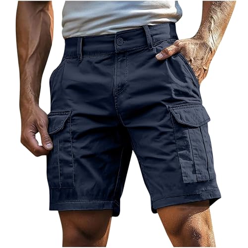 Herren Cargo Shorts,2025 Sommer Kurze Hosen,Bermuda Cargohose Arbeit Mit Knopf Reißverschluss Mehr Taschen Chino Jeans Einfarbig Outdoor Sportshorts Sommerhose Jeans Cargo Shorts Herren von Generic