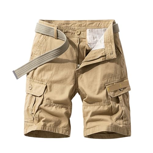 Herren Cargo Shorts Baumwolle Cargohose Kurze Leichte Sommer Atmungsaktiv Freizeithose mit Multi Taschen Männer Elastische Taille Cargoshorts Lässig Outdoor Sportshorts Arbeitsshorts Sweatshorts von Generic