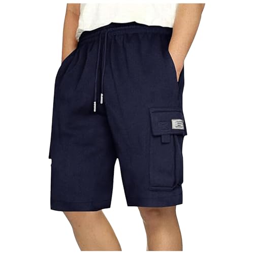 Herren Cargo Shorts Trend Athleisure Lockere Mikroelastische Viertelhose Blaue Kurze Hose Hosen Set von Generic