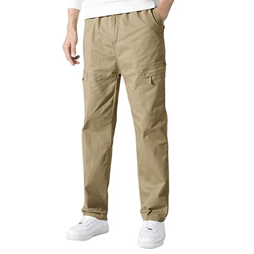 Herren-Cargohose, lässig, lose Baumwolle, Übergröße, Schnürhose, Overall, Herren, kurze Jogginghose, Sporthose, Fitnesshose, gelb, XXXXXL von Generic