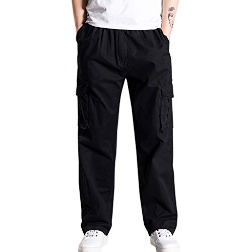 Herren Cargohose Baggy Freizeithose Jogginghose Locker Pants Männer Jogginghose Outdoorhose Herren Anzug Chino Hose Sweathose Sweatpants Casual Einfarbig Sporthose (Schwarz) von Generic