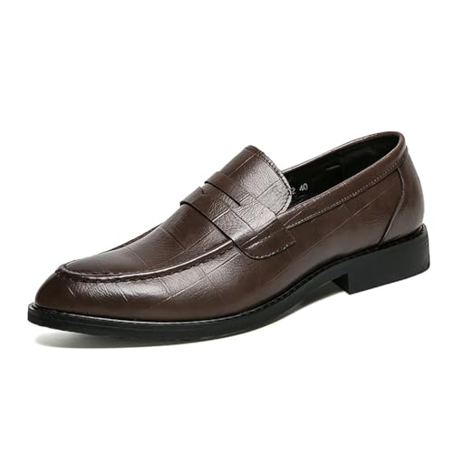 Herren Casual Anzug Penny Loafers, Slip on Dress Schuhe Für Männer, Komfort Business Casual Schuhe,Braun,42.5 EU von Generic