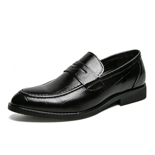 Herren Casual Anzug Penny Loafers, Slip on Dress Schuhe Für Männer, Komfort Business Casual Schuhe,Schwarz,40 EU von Generic