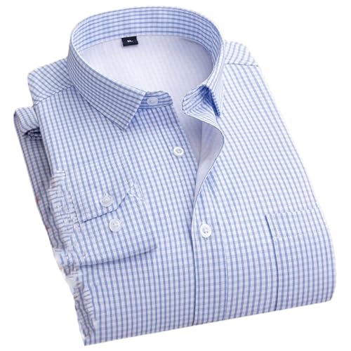 Herren Casual Gestreiftes Hemd Herbst und Winter Warm Langarm Formelles Hemd, Hellblau-gz, 5X-Groß von Generic