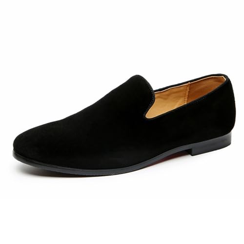 Herren Casual Samt Loafers Slip-On Walking Kleid Bequeme Mode Schuhe,Schwarz,42.5 EU von Generic
