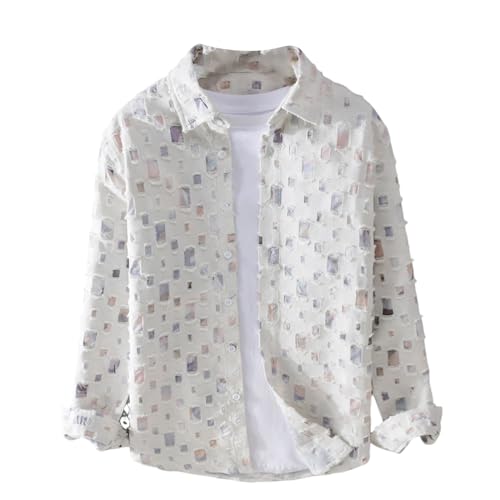 Herren-Casual-hemdplaid Geschnitzte Gedruckte Langarm-Hemd-Hemd-knopf-down-lappelkragenjacke von Generic