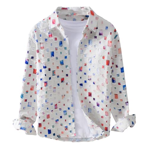 Herren-Casual-hemdplaid Geschnitzte Gedruckte Langarm-Hemd-Hemd-knopf-down-lappelkragenjacke von Generic