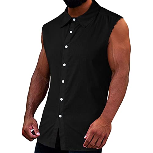 Herren Checkshirt Sleeveless Hemd Kariert Ärmellose Hemden Regular fit Flanellhemd Männer Sommer Baumwollhemd T-Shirt Tank Tops Freizeithemd von Generic